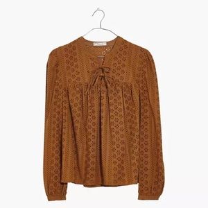 Madewell Eyelet Double-Tie Peasant Top